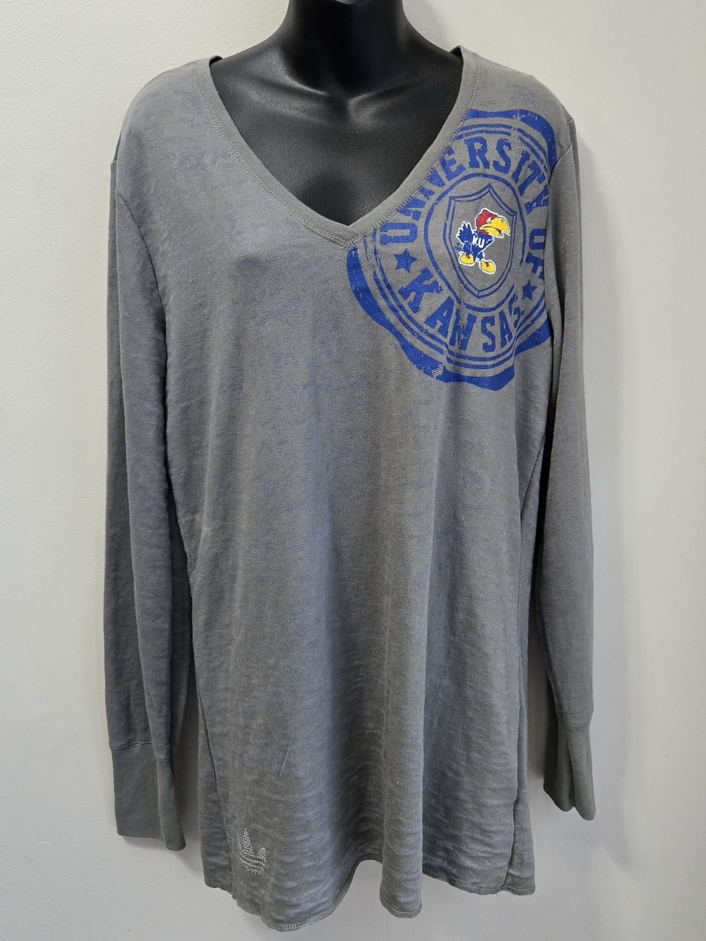 NWT KU Adidas Kansas Jayhawks Long Sleeve Tunic V Neck Womens XL